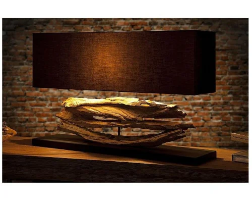 Stolní lampa v přírodního dřeva Riverine černá 2