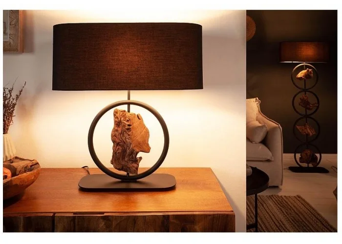 Stolní lampa Element černá akácie 58cm