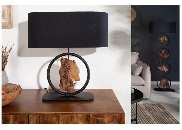 Stolní lampa Element černá akácie 58cm