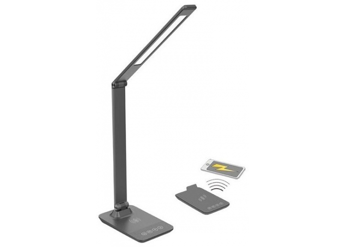 Solight LED stmívatelná lampička s bezdrátovým nabíjením, změna chromatičnosti, šedá