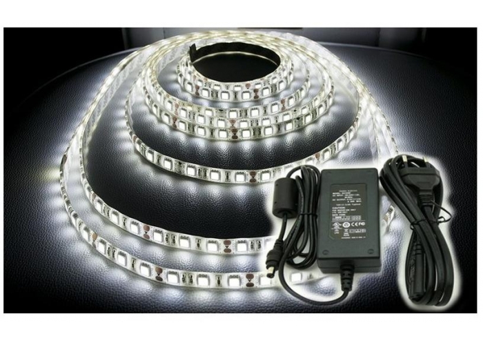 BERGE LED pásek KOMPLET - SMD 5050 - 5m - 300/5m - 72W - studená bílá + konektor + zdroj