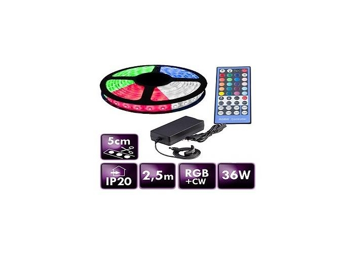 BERGE LED pásek - RGB+CW - 2,5m - 60LED/m - 14,4W/m - 1500Lm - IP65 - SADA