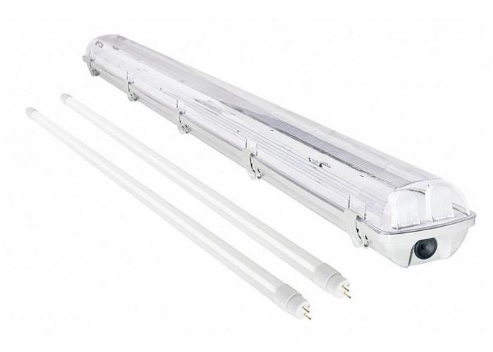 Hermetické svitidlo + 2x LED trubice - T8 - 120cm - 18W - teplá bílá - SADA