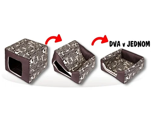 Pelíšek DOUBLE BOX+bouda a pelech in One - dekor 3 2