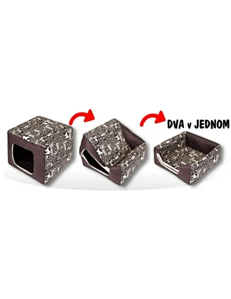 Pelíšek DOUBLE BOX+bouda a pelech in One - dekor 6