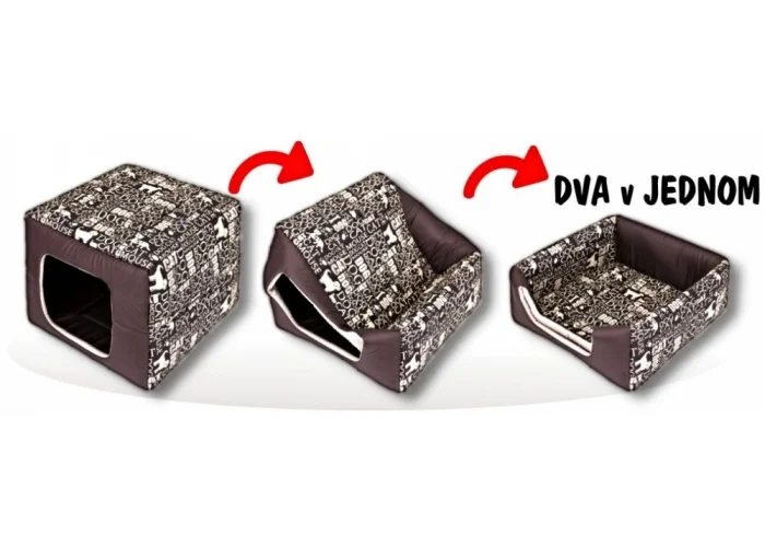 Pelíšek DOUBLE BOX+bouda a pelech in One - dekor 5