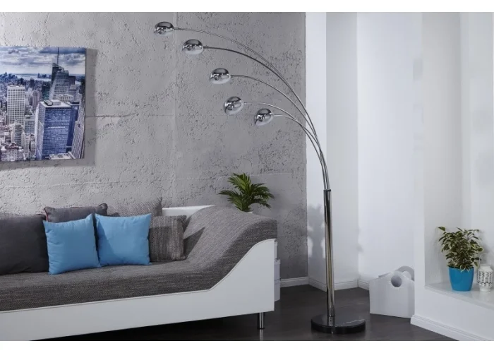 Stojací lampa Pět Světel - chrom