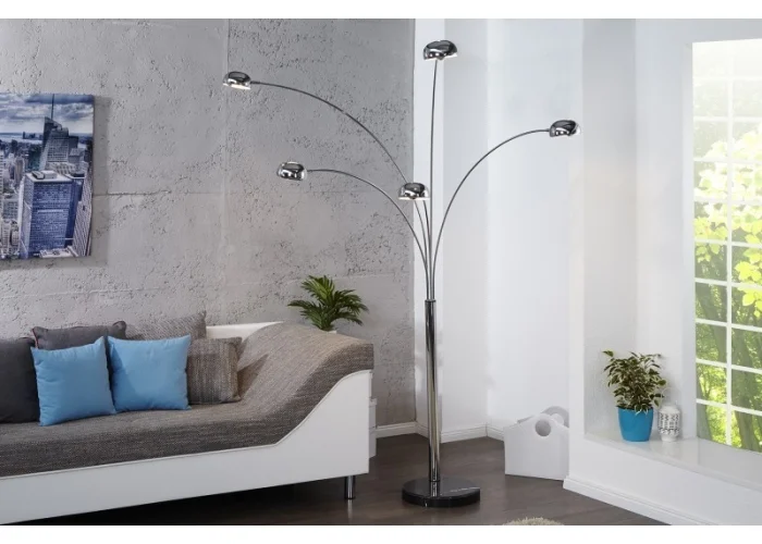Stojací lampa Pět Světel - chrom